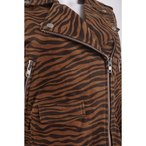 Walter Baker Womans Liz Biker Jacket Coat Size M Brown Suede Zebra NWT $698 - Picture 3 of 6